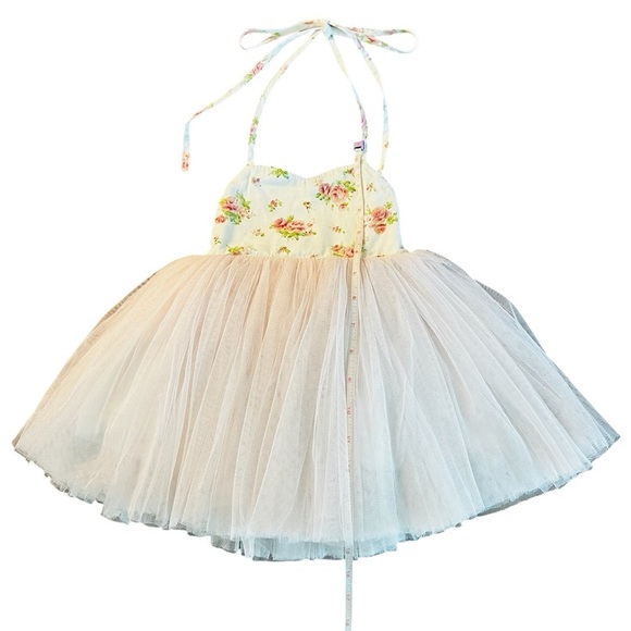 Flofullzique Floral Blush and White Kids Tulle Dress Size 1 - Picture 7 of 9